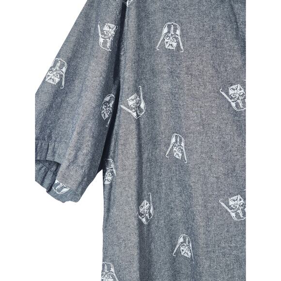 Star Wars Gray Darth Vader Print Button-Down Collar Short Sleeve Shirt XXL - Picture 2 of 13